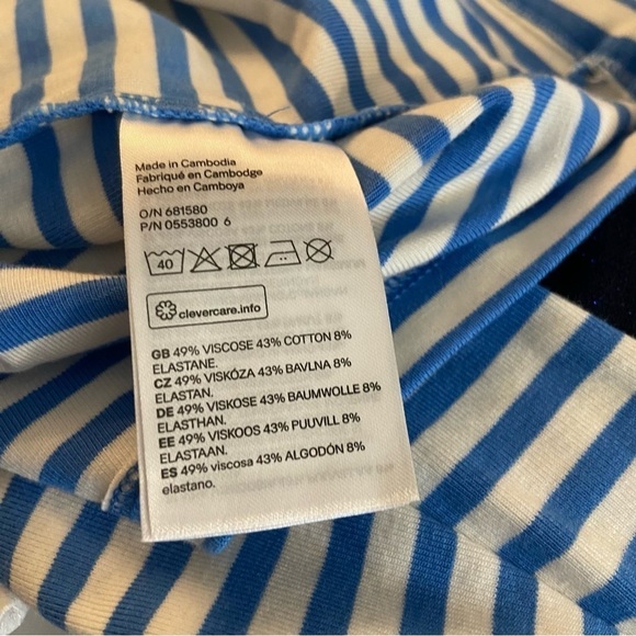 🛍️3/$30 H&M women’s  striped ruffled long sleeved shirt in size medium - Picture 8 of 15
